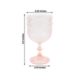 12 Pack Vintage Plastic Wine Goblets – 15oz Reusable Shatterproof Blush Embossed Floral