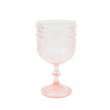 12 Pack Vintage Plastic Wine Goblets – 15oz Reusable Shatterproof Blush Embossed Floral#whtbkgd