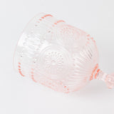 12 Pack Vintage Plastic Wine Goblets – 15oz Reusable Shatterproof Blush Embossed Floral