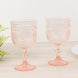 12 Pack Vintage Plastic Wine Goblets – 15oz Reusable Shatterproof Blush Embossed Floral