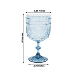 12 Pack Vintage Plastic Wine Goblets – 15oz Reusable Shatterproof Dusty Blue Embossed