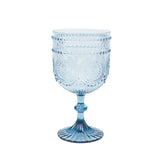 12 Pack Vintage Plastic Wine Goblets – 15oz Reusable Shatterproof Dusty Blue Embossed#whtbkgd