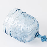 12 Pack Vintage Plastic Wine Goblets – 15oz Reusable Shatterproof Dusty Blue Embossed