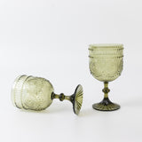 12 Pack Vintage Plastic Wine Goblets – 15oz Reusable Shatterproof Dusty Sage Green