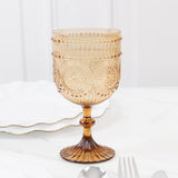 12 Pack Vintage Plastic Wine Goblets – 15oz Reusable Shatterproof Amber Gold
