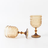 12 Pack Vintage Plastic Wine Goblets – 15oz Reusable Shatterproof Amber Gold