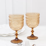 12 Pack Vintage Plastic Wine Goblets – 15oz Reusable Shatterproof Amber Gold