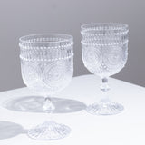 12 Pack Vintage Plastic Wine Goblets – 15oz Reusable Shatterproof Clear Embossed