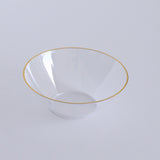 24 Pack Clear Premium Plastic Ice Cream Bowls with Gold Rim, 7oz Heavy Duty Disposable Dessert Party