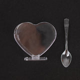 24 Pack | 2oz Mini Clear Disposable Heart-Shaped Pudding Snack Cups with Spoons