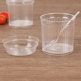 24 Pack Clear Ribbed Plastic Parfait Ice Cream Cups with Lids and Spoons, 5oz Mini Disposable Fruit