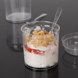 24 Pack Clear Ribbed Plastic Parfait Ice Cream Cups with Lids and Spoons, 5oz Mini Disposable Fruit