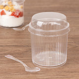 24 Pack Clear Ribbed Plastic Parfait Ice Cream Cups with Lids and Spoons, 5oz Mini Disposable Fruit