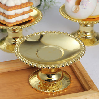 Elegant Gold Mirror Finish Mini Plastic Pedestal Cake Stands