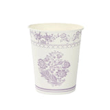 24 Pack Disposable Paper Cups in White Lavender Damask Floral Pattern, Elegant Party Cups#whtbkgd