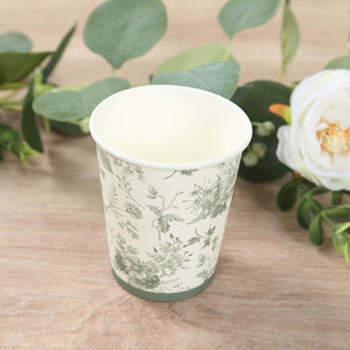 <h3 style="margin-left:0px;"><strong>Beautiful White Sage Green French Toile Paper Cups</strong>