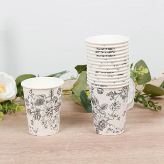 Black French Toile Paper Cups 9oz