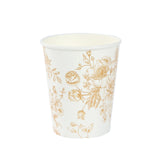 24 Pack 9oz French Toile Party Cups, White Gold Elegant Disposable Paper Cups#whtbkgd