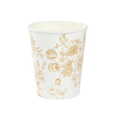 24 Pack 9oz French Toile Party Cups, White Gold Elegant Disposable Paper Cups#whtbkgd