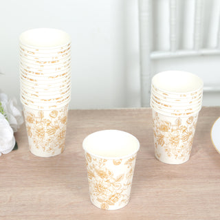 <h3 style="margin-left:0px;">White Gold French Toile Paper Cups