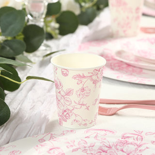 <h3 style="margin-left:0px;"><span style="background-color:transparent;color:#1d1f25;">White Pink French Toile Paper Cups</span>