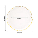 White decorative plate with a gold rim, 10 inches wide and 6 inches in diameter.