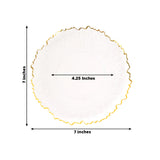 20 Pack 7" Plastic Dessert Plates – Clear Reef Design with Gold Rim, Appetizer and Salad Party Plates – Elegant Disposable Tableware