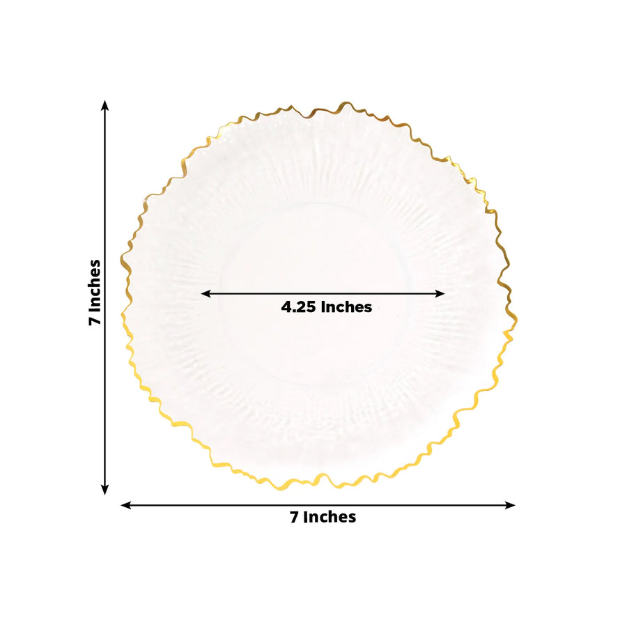 20 Pack 7" Plastic Dessert Plates – Clear Reef Design with Gold Rim, Appetizer and Salad Party Plates – Elegant Disposable Tableware