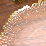 20 Pack 7" Plastic Dessert Plates – Clear Reef Design with Gold Rim, Appetizer and Salad Party Plates – Elegant Disposable Tableware