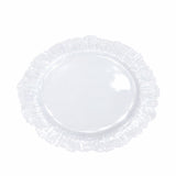 Clear plastic dessert plate with decorative ruffled edge. #whtbkgd