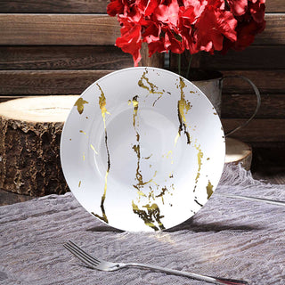 Elegant Gold and White Marble Plastic Appetizer Salad Plates
