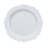 10 Pack | White Plastic Dinner Plates Disposable Tableware Round With Silver Scalloped Rim#whtbkgd