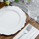 10 Pack | 10inch White Plastic Dinner Plates Disposable Tableware Round With Silver Scalloped Rim