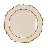 10 Pack | 10inch Taupe Gold Plastic Dinner Plates, Disposable Tableware Round#whtbkgd