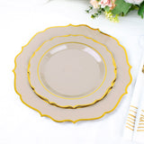 10 Pack | 8inch Taupe Plastic Dessert Salad Plates, Disposable Tableware Round