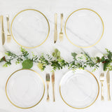 10-Pack Plastic 10inch Round Dinner Plates in Clear with Gold Rim
