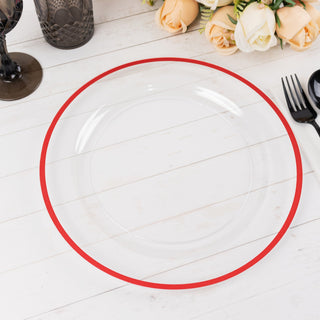 Elegant Clear Regal Disposable Party Plates With Red Rim