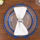 10 Pack Clear Regal Disposable Salad Plates With Blue Rim, 7inch Round Plastic Appetizer Dessert