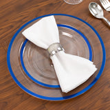 10 Pack Clear Regal Disposable Salad Plates With Blue Rim, 7inch Round Plastic Appetizer Dessert