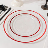 10 Pack Clear Regal Disposable Salad Plates With Gold Rim, 8inch Round Plastic Appetizer