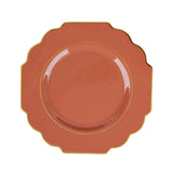 Scalloped edge coral plate with gold trim #whtbkgd