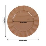 10 Pack 11inch Heavy Duty Large Disposable Dinner Plates with Gold Ruffled Rim, Coffee Brown Hard