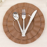 10 Pack 11inch Heavy Duty Large Disposable Dinner Plates with Gold Ruffled Rim, Coffee Brown Hard