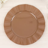 10 Pack 11inch Heavy Duty Large Disposable Dinner Plates with Gold Ruffled Rim, Coffee Brown Hard