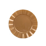 10 Pack Gold Plastic Party Plates With Ruffled Rim, Round Disposable Dinner Plates 11inch