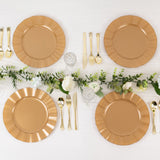 10 Pack Gold Plastic Party Plates With Ruffled Rim, Round Disposable Dinner Plates 11inch