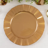 10 Pack Gold Plastic Party Plates With Ruffled Rim, Round Disposable Dinner Plates 11inch