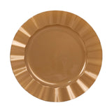 10 Pack Gold Plastic Party Plates With Ruffled Rim, Round Disposable Dinner Plates 11inch#whtbkgd