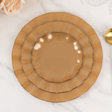 10 Pack Gold Plastic Party Plates With Ruffled Rim, Round Disposable Dinner Plates 11inch