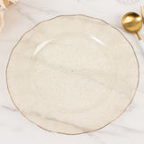 10 Pack Gold Glitter Plastic Dinner Plates With Ruffled Rim, 11inch Transparent Heavy Duty